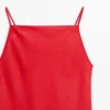 Midi-Kleid aus Leinen mit geradem Ausschnitt
