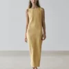 Midi-Kleid aus Leinen mit Neckholder
