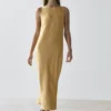 Midi-Kleid aus Leinen mit Neckholder
