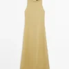 Midi-Kleid aus Leinen mit Neckholder