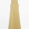 Midi-Kleid aus Leinen mit Neckholder
