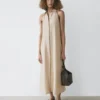 Midi-Kleid aus Leinenmischung mit Poloshirt-Kragen