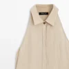 Midi-Kleid aus Leinenmischung mit Poloshirt-Kragen