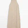 Midi-Kleid aus Leinenmischung mit Poloshirt-Kragen