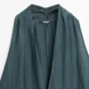 Midi-Kleid aus Leinenmischung mit V-Ausschnitt