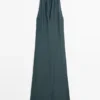 Midi-Kleid aus Leinenmischung mit V-Ausschnitt
