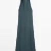 Midi-Kleid aus Leinenmischung mit V-Ausschnitt