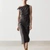 Midi-Kleid mit plissierten Schulterdetails
