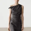 Midi-Kleid mit plissierten Schulterdetails