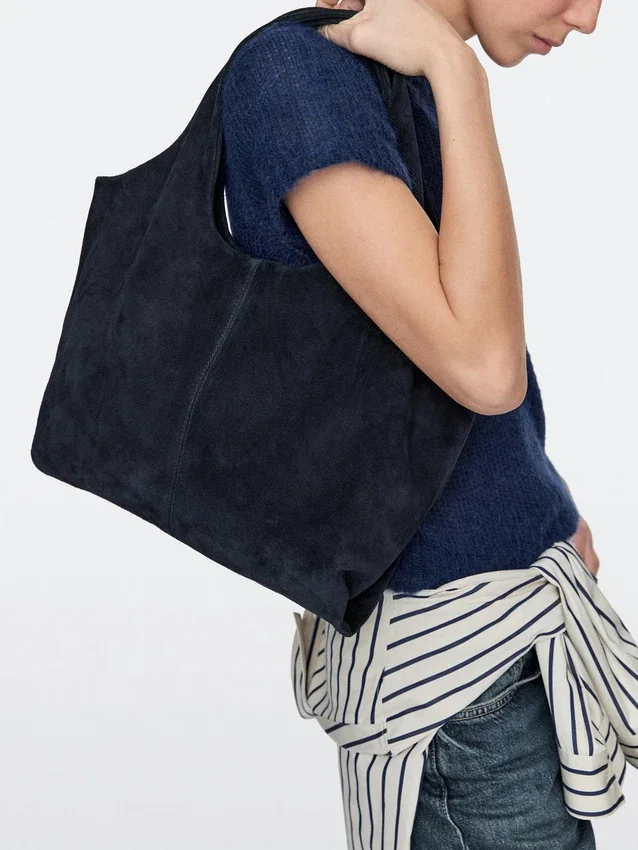 Mittlere Shopper-Tasche aus Spaltleder Mittlere Shopper-Tasche aus Spaltleder