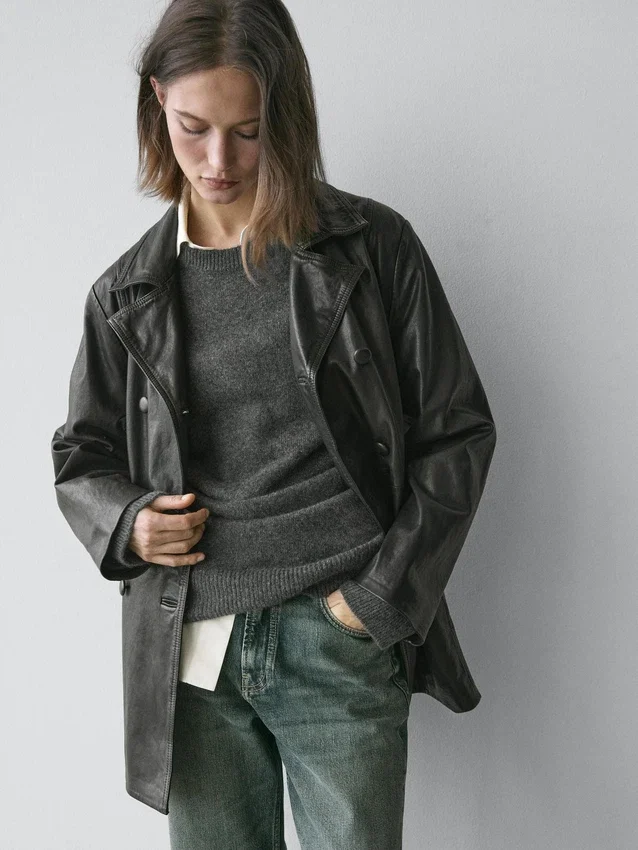 Nappalederjacke mit Gürteldetail Nappalederjacke mit Gürteldetail