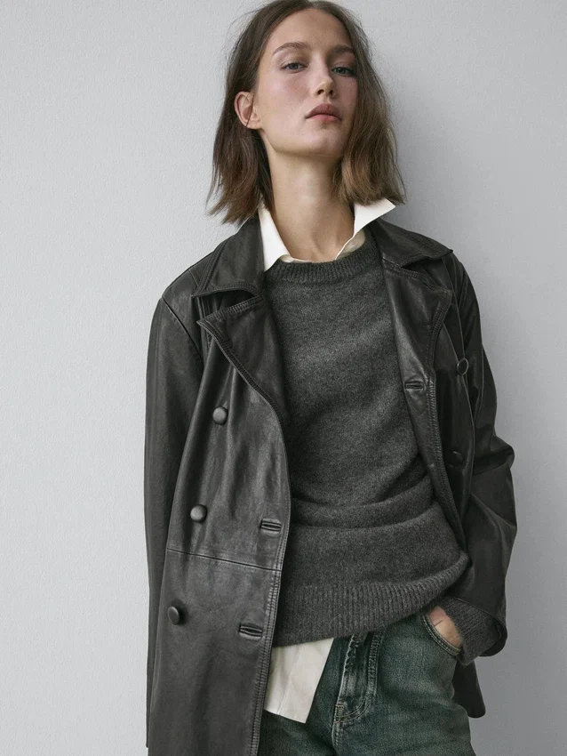 Nappalederjacke mit Gürteldetail Nappalederjacke mit Gürteldetail
