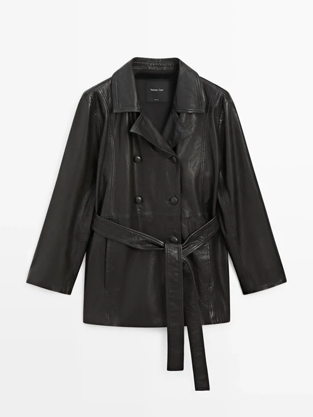 Nappalederjacke mit Gürteldetail Nappalederjacke mit Gürteldetail