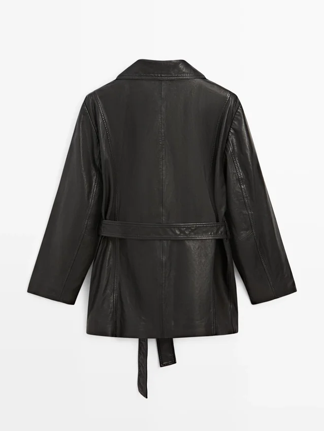 Nappalederjacke mit Gürteldetail Nappalederjacke mit Gürteldetail