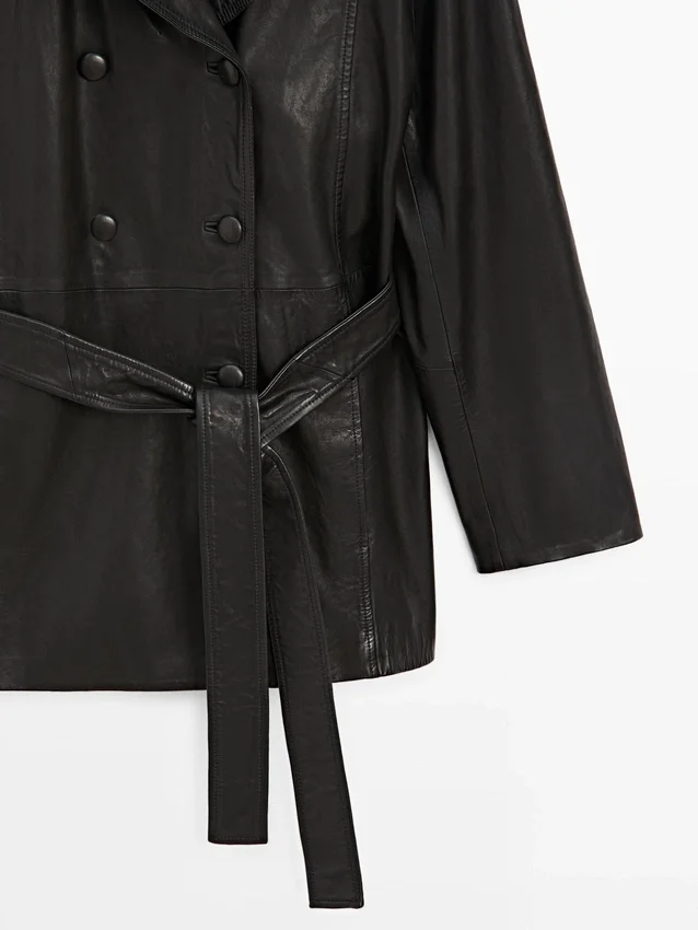 Nappalederjacke mit Gürteldetail Nappalederjacke mit Gürteldetail