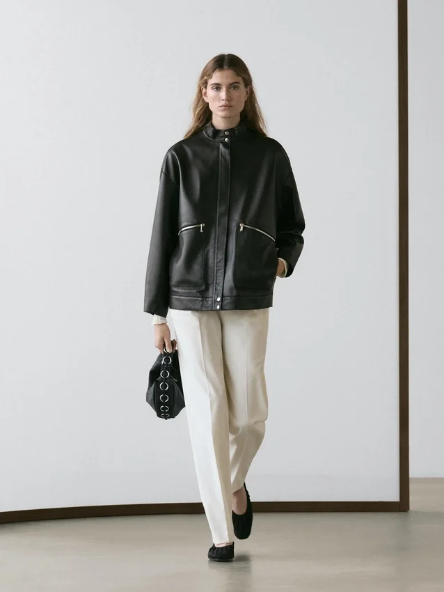 Nappalederjacke mit Taschendetails Nappalederjacke mit Taschendetails