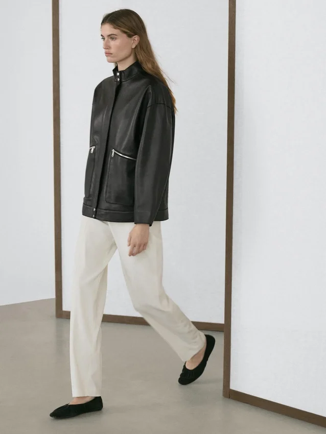 Nappalederjacke mit Taschendetails Nappalederjacke mit Taschendetails