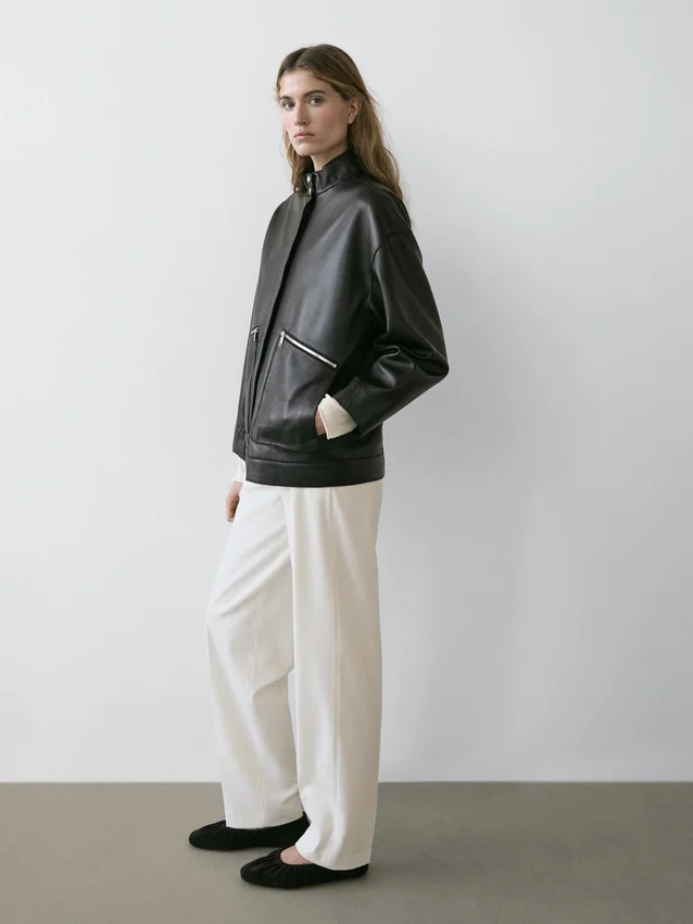 Nappalederjacke mit Taschendetails Nappalederjacke mit Taschendetails