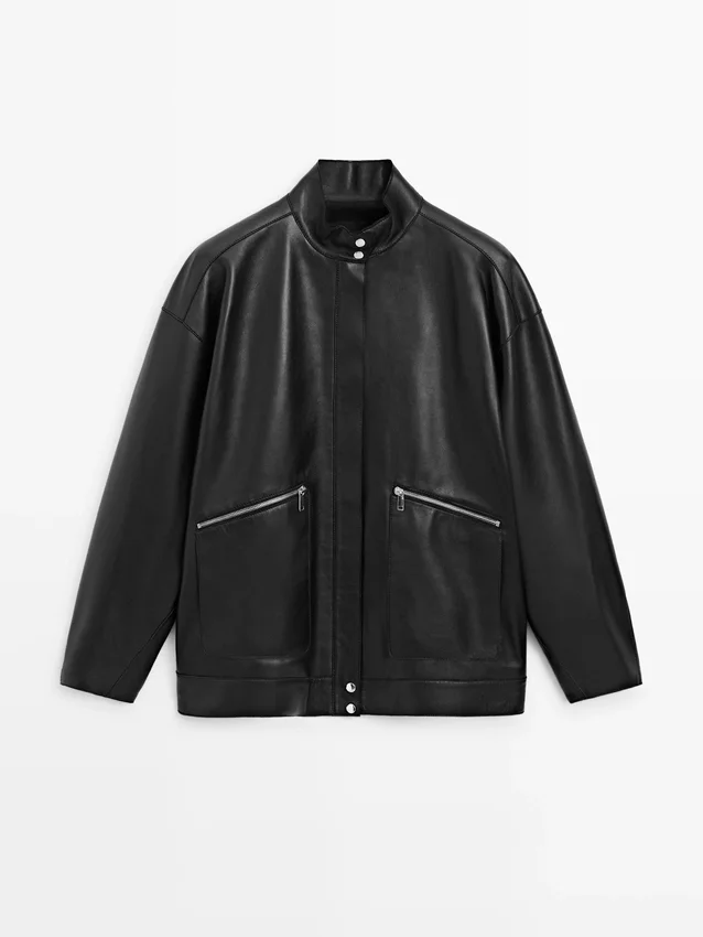 Nappalederjacke mit Taschendetails Nappalederjacke mit Taschendetails