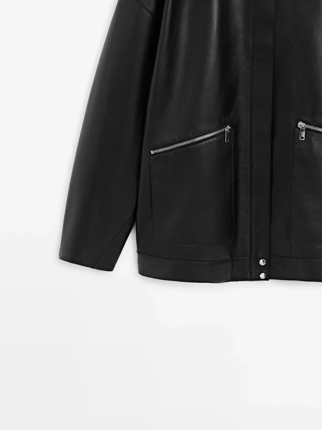 Nappalederjacke mit Taschendetails Nappalederjacke mit Taschendetails