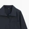 Overshirt aus Baumwollmischung mit Tasche