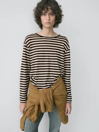 Oversize-T-Shirt mit langen Ärmeln und Streifenmuster