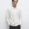 Piqué-Poloshirt mit langen Ärmeln und Knopfleiste Piqué-Poloshirt mit langen Ärmeln und Knopfleiste