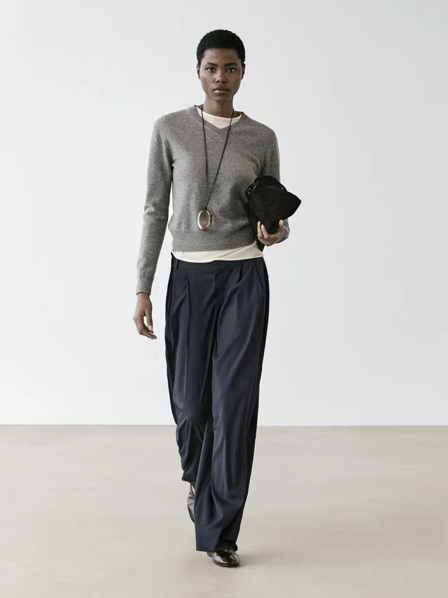 Plissierte Hose aus Wollmischung Plissierte Hose aus Wollmischung
