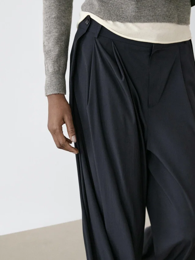 Plissierte Hose aus Wollmischung Plissierte Hose aus Wollmischung