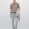 Poloshirt aus Baumwollmischung mit Zopfmuster