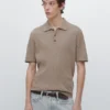 Poloshirt aus Baumwollmischung mit Zopfmuster