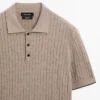 Poloshirt aus Baumwollmischung mit Zopfmuster