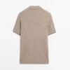 Poloshirt aus Baumwollmischung mit Zopfmuster