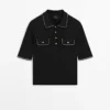 Poloshirt aus Baumwollstrick mit Kontrastdetails Poloshirt aus Baumwollstrick mit Kontrastdetails