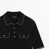 Poloshirt aus Baumwollstrick mit Kontrastdetails Poloshirt aus Baumwollstrick mit Kontrastdetails