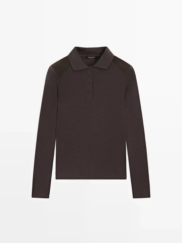 Poloshirt mit Schulterpolstern Poloshirt mit Schulterpolstern