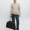 Pullover aus 100 % Baumwolle mit Zopfmuster und Rundhalsausschnitt Pullover aus 100 % Baumwolle mit Zopfmuster und Rundhalsausschnitt