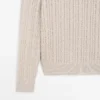 Pullover aus 100 % Baumwolle mit Zopfmuster und Rundhalsausschnitt Pullover aus 100 % Baumwolle mit Zopfmuster und Rundhalsausschnitt