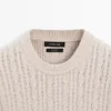 Pullover aus 100 % Baumwolle mit Zopfmuster und Rundhalsausschnitt Pullover aus 100 % Baumwolle mit Zopfmuster und Rundhalsausschnitt