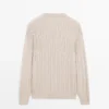 Pullover aus 100 % Baumwolle mit Zopfmuster und Rundhalsausschnitt Pullover aus 100 % Baumwolle mit Zopfmuster und Rundhalsausschnitt