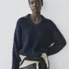 Pullover aus Baumwollmischung mit Poloshirt-Kragen Pullover aus Baumwollmischung mit Poloshirt-Kragen
