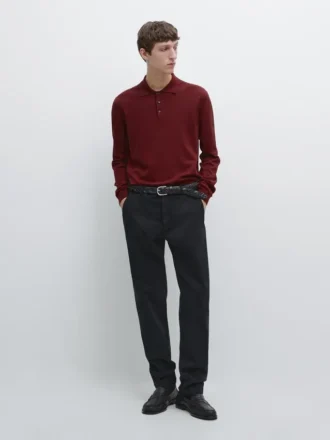 Pullover aus Baumwollstrick mit Poloshirt-Ausschnitt
