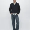 Pullover aus Baumwollstrick mit Poloshirt-Ausschnitt Pullover aus Baumwollstrick mit Poloshirt-Ausschnitt