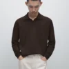 Pullover aus Baumwollstrick mit Poloshirt-Ausschnitt Pullover aus Baumwollstrick mit Poloshirt-Ausschnitt