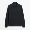 Pullover aus Baumwollstrick mit Poloshirt-Ausschnitt Pullover aus Baumwollstrick mit Poloshirt-Ausschnitt