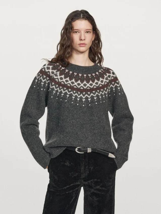 Pullover aus Wolljacquard-Strick Pullover aus Wolljacquard-Strick