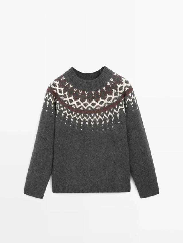 Pullover aus Wolljacquard-Strick Pullover aus Wolljacquard-Strick