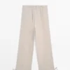 Sarouel-Hose aus 100 % Leinen mit Waffelstruktur Sarouel-Hose aus 100 % Leinen mit Waffelstruktur