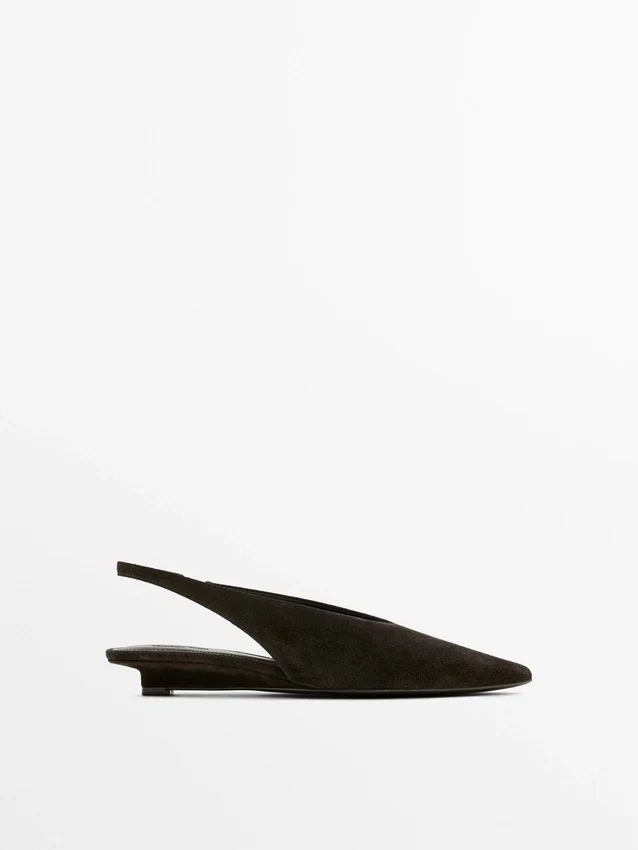 Slingback-Schuhe aus Spaltveloursleder Slingback-Schuhe aus Spaltveloursleder
