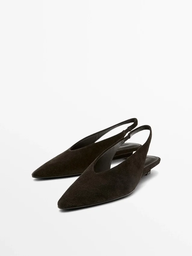 Slingback-Schuhe aus Spaltveloursleder Slingback-Schuhe aus Spaltveloursleder